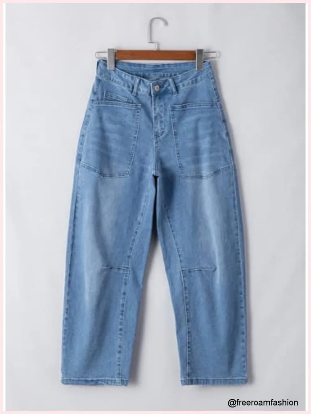 Womens Baggy Barrel Jeans High Waisted Wide Leg Boyfriend Denim Ankle Pants